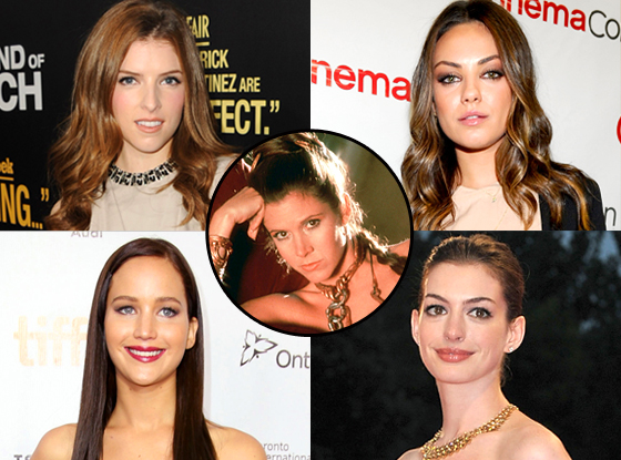 Princess Leia, Mila Kunis, Anne Hathaway, Jennifer Lawrence, Anna Kendrick Princess Leia, Mila Kunis, Anne Hathaway, Jennifer Lawrence, Anna Kendrick